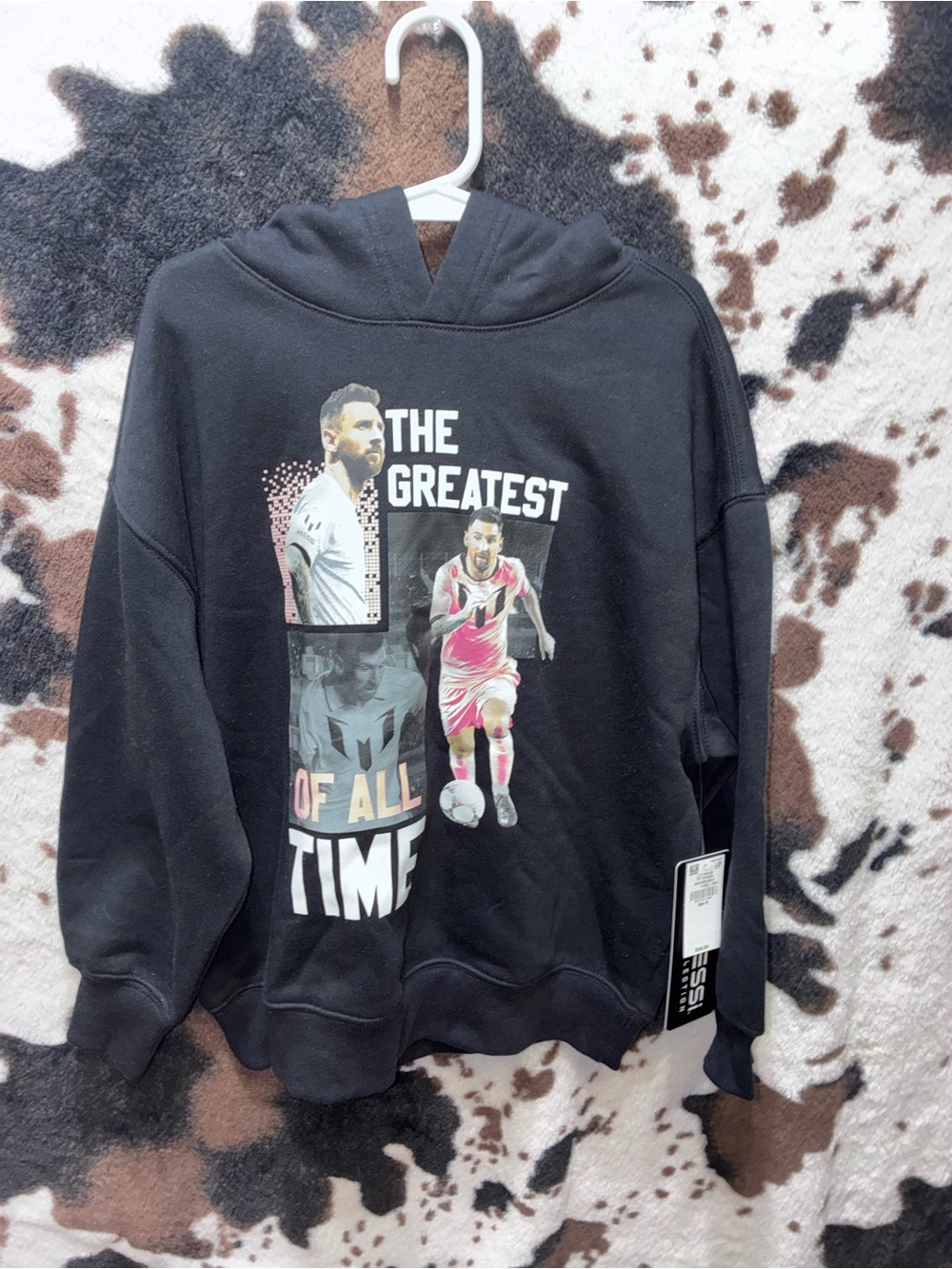 NWT Messi pullover black sweatshirt size 6/7 (small)